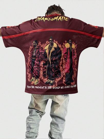 Prep Fashionable Casual Men's Slogan & Figure Print Sports T-Shirt Jersey