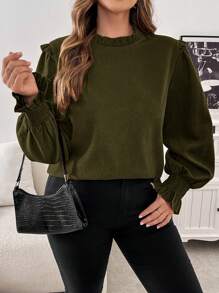 SHEIN Frenchy Plus Size Women's Casual Solid Color Shirt, Autumn/Winter