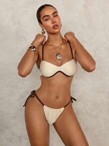 1/2 Cup Heart Shaped Bikini Set, Minimalist & Fashionable For Casual Daily Wear For Summer Beach Vacation - Multicolor - View 3