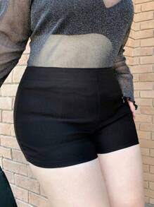 Dazy Plus Elastische, getailleerde, effenkleurige mini-fietsbroek, voor alle seizoenen