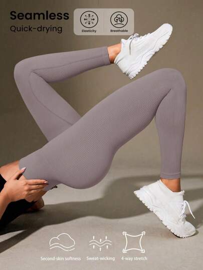 Slayform Quần legging thể thao cạp cao màu trơn dành cho nữ tập yoga hàng ngày