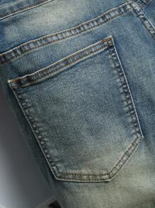 Manfinity Homme Pantalones cortos vaqueros casuales y sencillos con bolsillos y botones delanteros para hombre - Azul - Ver 5