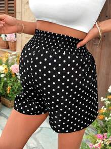 SHEIN Polka Dot Print Shirred Maternity Shorts