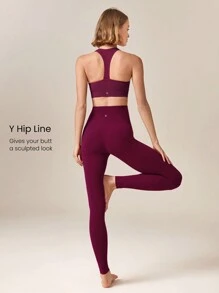 GLOWMODE 28" FeatherFit™ Crossover Leggings Gym - Red Plum - View 2
