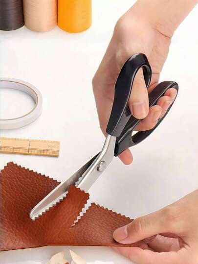 1 pieza Tijeras de acero inoxidable con diseño de encaje, con forma de dientes triangulares/ondulados/crecientes, tijeras para cortar tejido, ropa y manualidades