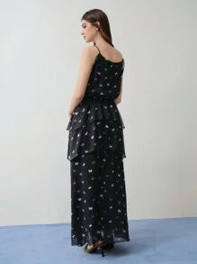 MOTF STUDIO BUTTERFLY PRINT RUFFLE TRIM FLOWY DRESS,VALENTINE'S DAY OUTFIT,SPRING/SUMMER - Multicolor - View 8