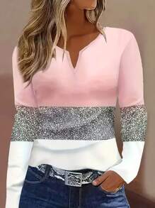 Women's Casual Long Sleeve T-Shirt, Simple And Fashionable, For Daily Wear - Multicolor - View 1