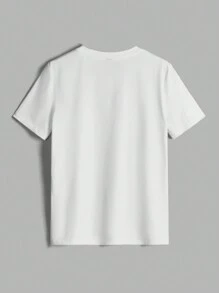 SHEIN Essnce 女士纯色圆领短袖简约 T 恤，休闲日常穿着 - 彩色 - 查看 5