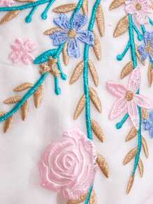 SHEIN Baby Girls Elegant Floral Pattern Top And Mini Skirt 2 Pieces Set, Summer - Pink - View 4