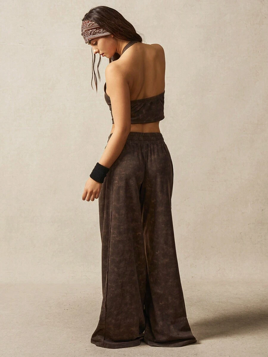 VARSITIE 健身套装 女士复古扎染宽松运动套装 - 棕色 - 查看 1