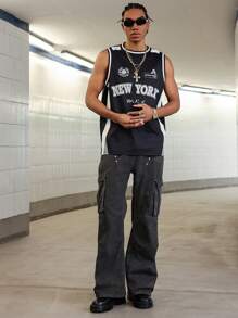 PAVTROS Men's Casual Contrast Color Letter Print Camisole - Multicolor - View 7