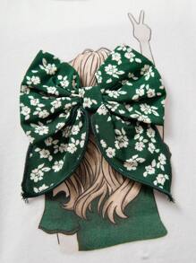 SHEIN Leap Crew Baby Girl St. Patrick's Day Green Summer Ditsy Floral Skirt & Short Sleeve T-Shirt 2 Pieces Set - Multicolor - View 4