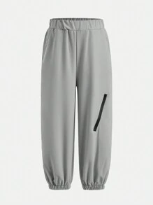 SHEIN Young Boy Casual Solid Color Zipper Design Cuff Pants