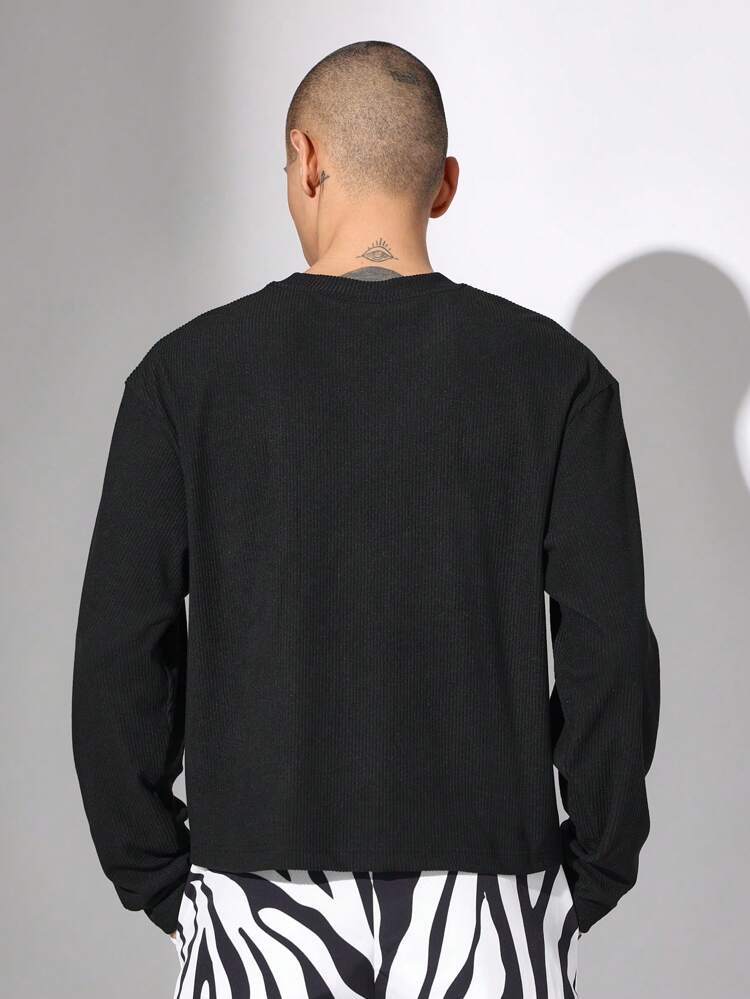 SUMWON Essentielles Langarm T-Shirt mit Rippenmuster, schmal geschnitten, leicht, minimalistischer urbaner Lässig Athleisure Streetwear Klassiker T-Shirt, Herbst-Winter-Stil, Gymnastik-Fitness-Oberteil