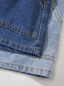 SHEIN Tween-Mädchen Frühlings- und Sommerferien, 2-teilig, süße Rüschen, Schleife, lässige Baggy-Denim Shorts, Sommer, Strand, Boho, Konzert, Rave, Festival, lässige zweiteilige Outfits, Schule, Campus, College