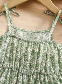 Travachic KIDS 女婴休闲可爱花卉印花无袖连体裤，适合度假和购物，春夏季