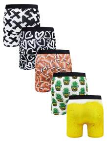 5pcs/Pack Men's Personalized Printed Boxer Briefs - Multicolor - View 2