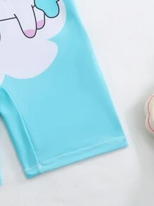 SHEIN Young Girl One-Piece Swimsuit With Graphic Print, Including Free Swim Cap - Multicolor - View 4