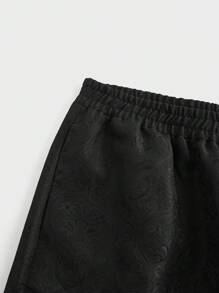 Calvornis 男士纯色提花西装套装：西装外套和裤子 - 黑色 - 查看 4