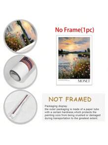 SHEIN Áp phích Claude Monet - Nghệ thuật treo tường hiện đại giữa thế kỷ để trang trí phòng thẩm mỹ _ Tranh in Monet làm quà tặng cho bạn thân _ Áp phích triển lãm Monet _ Bộ 1 _ Áp phích vải _ Trang trí tường vải cho nhà, phòng khách - Nhiều màu - Xem 8