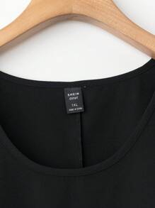 Linhara 2 件套：优雅通勤复古舒适休闲女式时尚百搭热销花卉面料吊带背心上衣和松紧腰口袋裤子黑色，加大码，春/夏/秋季 - 黑色 - 查看 3