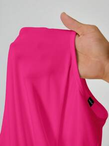 SHEIN PETITE Solid Long Sleeve Slim Fit Rosy T-Shirt Bodysuit - Hot Pink - View 8