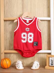 SHEIN Pelele informal deportivo para recién nacido unisex, con gráfico de letra cute