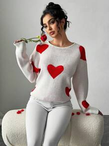 Chiquease Fashionable Sexy Valentine's Day Backless Heart Jacquard Sweater Fall Winter Cloth For Women - White - View 6