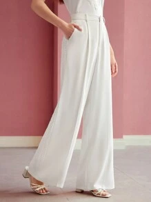 MOTF PREMIUM PRESS CREASE WIDE LEG SUIT PANTS,SPRING/SUMMER - White - View 2