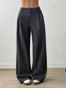 Flirla 女式阔腿低腰西装面料裤