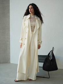 MOTF PREMIUM FOLD PLEATED WIDE LEG SUIT PANTS - Apricot - View 3