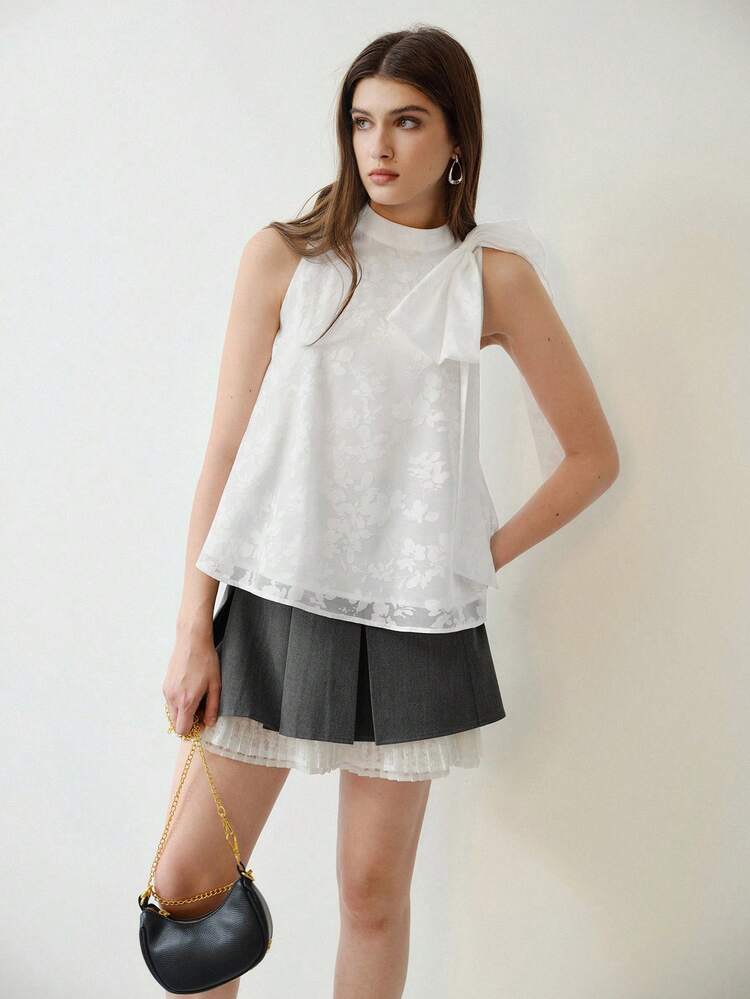 MOTF STUDIO BOW DECOR SLEEVELESS BLOUSE, VALENTINE'S DAY,SPRING/SUMMER