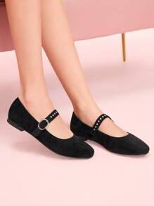 CUCCOO DOLLMOD Cuccoo Flat Round Toe Large Diamond Fashionable Women Loafers - Black - View 4