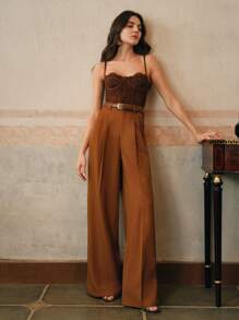 Anewsta Quần âu ống đứng thời trang thanh lịch, màu trơn dành cho nữ khi đi làm, đi nghỉ/năm mới - trái cam - Xem 3