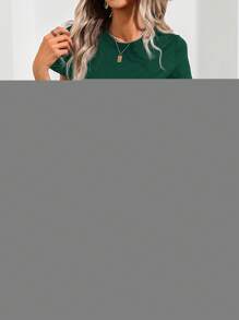 SHEIN LUNE 夏季音乐节女士黑色短袖紧身连衣裙