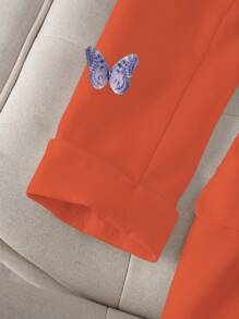Chiquease Fashion Commuter Butterfly Decorated Blazer - Orange - View 7
