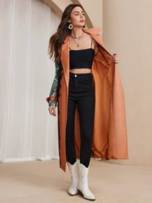 Almamuse Patchwork Fabric Design Trench Coat - Multicolor - View 4