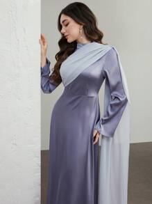 Graceveil Vestido elegante y modesto de estilo árabe con una larga y brillante cola para mujer - Púrpura polvoriento - Ver 4