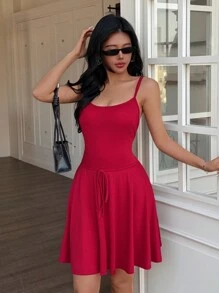 Chiquease Váy ngắn chữ A gợi cảm thanh lịch mới ôm sát cơ thể dành cho nữ, mùa xuân/hè - Đỏ - Xem 3