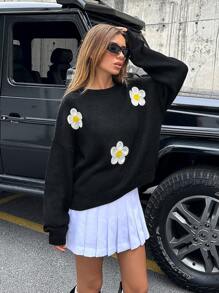 EURMUSE Flower Embroidery Sweater, Spring & Autumn