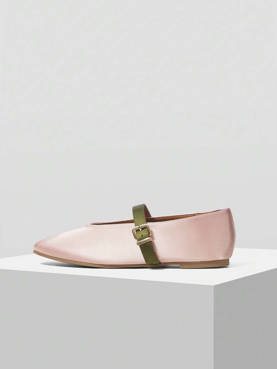 MOTF PREMIUM SAPATOS FEMININOS PLANOS DE MARY JANE DE BICO QUADRADO VERSÁTEIS, CONFORTÁVEIS E CASUAIS PARA TRANSPORTE, SAPATOS DE PRIMAVERA - Rosa chiclete - Visão 2