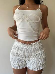 SHEIN EZwear Shorts de encaje de unicolor para mujer