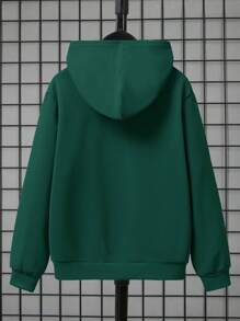 SHEIN Tween Boy Embossed Knit Sweatshirt, Casual & Stylish For Everyday Wear - Dark Green - View 2
