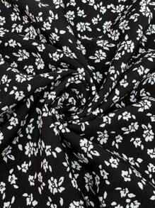 Lyckli Maternity Ditsy Floral Slit Summer Skirt With Adjustable Waistband For Women Summer - Black - View 6