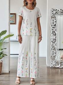 EMERY ROSE Women 2pcs/Set Printed Casual & Fashionable Daily Wear Sets