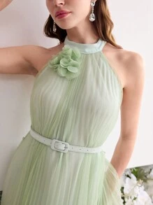 MOTF Soiréza ROBE FLUIDE DE CONTRASTE EN MAILLE FLORALE STÉRÉO