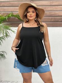 SHEIN CURVE+ Große Größen Damen Einfarbig Kühler Stoff Rückenfrei Weste