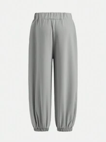 SHEIN Young Boy Casual Solid Color Zipper Design Cuff Pants