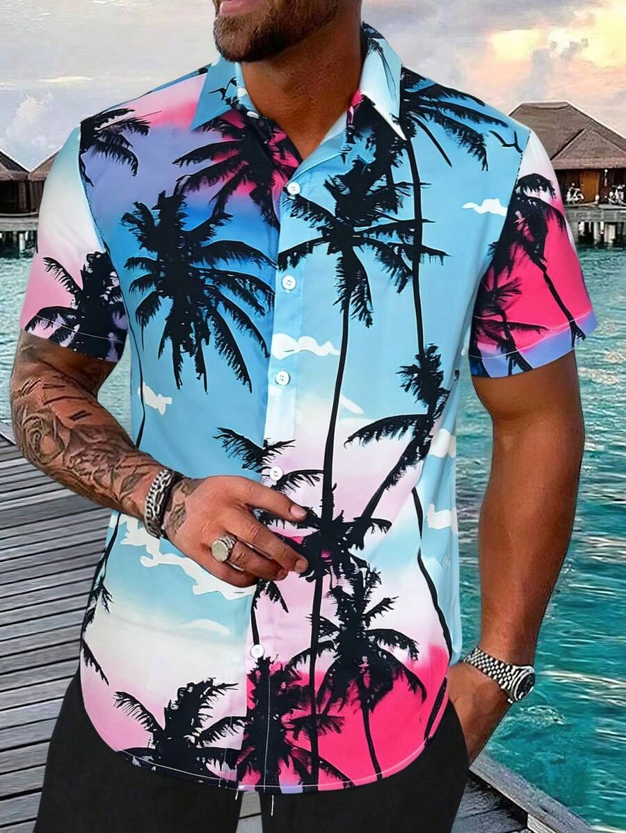 manfinity-rsrt-men-s-palm-tree-print-single-breasted-short-sleeve