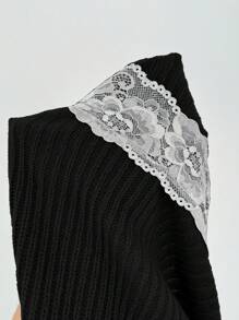 Chiquease 独特设计蕾丝边针织毛衣裙，优雅收腰 A 字中长裙